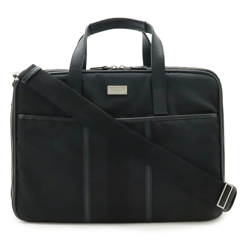 Gucci plate business bag briefcase shoulder canvas black